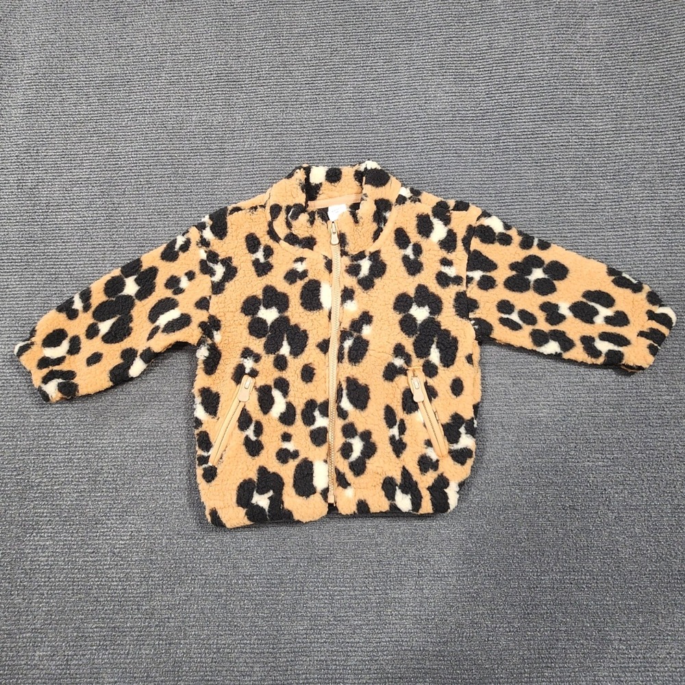 Baby Gap Fleece Jacket Baby 18-24 Months Tan Leopard Print‎ Zip Up Casual NWT